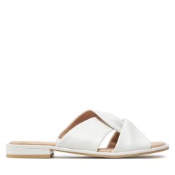 Klapki Caprice. Białe klapki damskie Caprice, bez wzorów, bez obcasa, bez zapięcia. Za 249.99 zł.