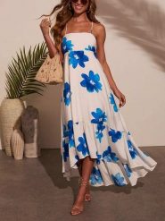 Milan Kiss Sukienka w kolorze biało-niebieskim rozmiar: L. Białe sukienki damskie Milan Kiss, bez wzorów, z wiskozy, bez ramiączek. Za 201.55 zł.