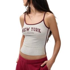 Koszulka damska Superdry Essential. Szare bluzki damskie Superdry, bez wzorów, bez kołnierzyka, bez ramiączek. W wyprzedaży za 116.80 zł.