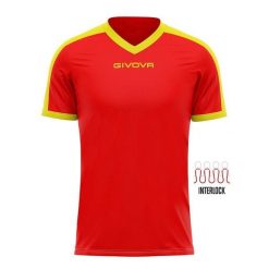 Koszulka piłkarska dla dorosłych Givova Revolution Interlock. Czerwone bluzki damskie Givova, bez wzorów, sportowe, bez kołnierzyka, bez ramiączek. Za 122.99 zł.