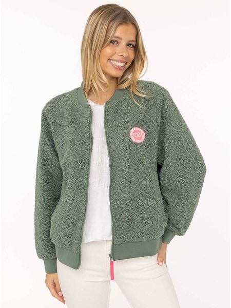 Zwillingsherz Kurtka "Good Vibes" w kolorze zielonym rozmiar: XL. Zielone kurtki damskie Zwillingsherz, xl, bez wzorów, z polaru, bez kaptura. Za 284.15 zł.