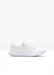Sneakersy z kryształkami. Białe obuwie sportowe casual damskie bonprix. Za 124.99 zł.