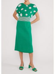 Blutsgeschwister Sukienka "Mix it Quickartistic" w kolorze zielono-białym rozmiar: L. Zielone sukienki damskie Blutsgeschwister, bez wzorów, z bawełny, bez ramiączek. Za 227.31 zł.