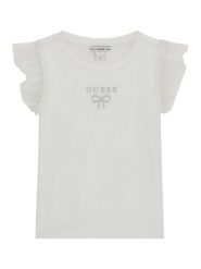 Guess T-Shirt K6RI12 KCU20 Biały Regular Fit. Białe koszulki i t-shirty dziewczęce Guess, z aplikacjami, z bawełny, bez kołnierzyka, bez ramiączek. Za 99.99 zł.