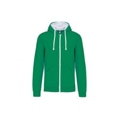 Bluza z kapturem z kontrastowym zamkiem błyskawicznym Kariban. Białe bluzy damskie KARIBAN, s, bez wzorów, z bawełny, z kapturem. Za 229.00 zł.