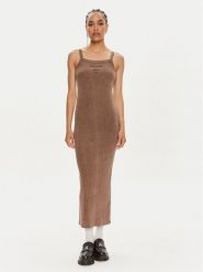 ROTATE Sukienka letnia Vigdis 1124431705 Brązowy Slim Fit. Brązowe sukienki damskie ROTATE, bez wzorów, z bawełny, bez ramiączek. Za 499.99 zł.