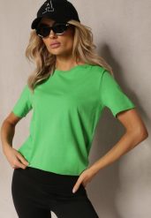 Zielony Bawełniany T-shirt o Klasycznym Kroju z Okrągłym Dekoltem Berdiana. Zielone t-shirty damskie Renee, l, bez wzorów, z bawełny, bez kołnierzyka. Za 24.99 zł.