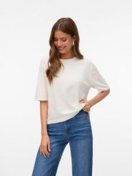 Vero Moda Sweter w kolorze kremowym rozmiar: XL. Brązowe swetry klasyczne damskie Vero Moda, xl, bez kołnierzyka. Za 89.95 zł.