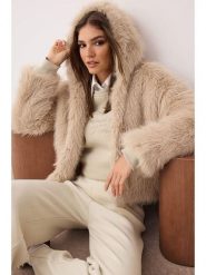 Trendyol Kurtka pluszowa w kolorze beżowym rozmiar: XS. Brązowe kurtki damskie Trendyol, xs, bez wzorów, bez kaptura. Za 183.15 zł.