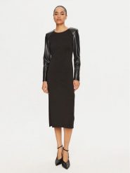 LOLA CASADEMUNT Sukienka codzienna LF2416001 Czarny Regular Fit. Czarne sukienki damskie LOLA CASADEMUNT, bez wzorów, z syntetyku, bez ramiączek. Za 319.99 zł.