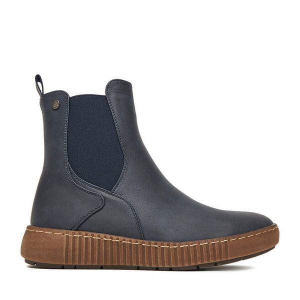 Botki Go Soft. Niebieskie botki damskie GO SOFT, bez obcasa, na płaskiej podeszwie, bez zapięcia. Za 179.99 zł.