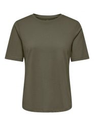 ONLY Koszulka w kolorze khaki rozmiar: M. Brązowe bluzki damskie Only, m, bez wzorów, z bawełny, bez kołnierzyka, bez ramiączek. Za 46.95 zł.