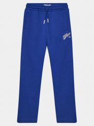 Tommy Hilfiger Spodnie dresowe Hilfiger Script Wide Sweatpant KG0KG07751 Niebieski Regular Fit. Niebieskie spodnie dresowe dziewczęce Tommy Hilfiger, bez wzorów, z bawełny. Za 209.99 zł.