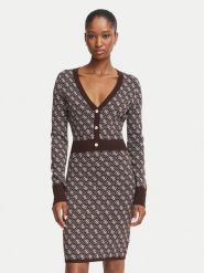 Guess Sukienka dzianinowa W6BK23 Z1422 Brązowy Slim Fit. Brązowe sukienki damskie Guess, z aplikacjami, z dzianiny, bez ramiączek. Za 524.99 zł.