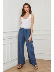 La Compagnie Du Lin Lniane spodnie "Garibaldi" w kolorze niebieskim rozmiar: XL. Niebieskie spodnie materiałowe damskie La Compagnie Du Lin, bez wzorów, ze lnu. Za 121.99 zł.