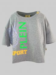 Plein Sport Koszulka w kolorze szarym rozmiar: XL. Szare koszulki damskie Plein Sport, xl, bez wzorów, bez kołnierzyka, bez ramiączek. Za 175.26 zł.