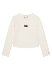 Tommy Hilfiger Bluzka KG0KG09065 S Écru Regular Fit. Bluzki i koszule dziewczęce Tommy Hilfiger, bez wzorów, z bawełny, bez kołnierzyka, bez ramiączek. Za 159.99 zł.