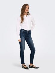 ONLY Dżinsy - Skinny fit - w kolorze granatowym rozmiar: XS/L32. Niebieskie jeansy damskie Only, z podwyższonym stanem. Za 78.84 zł.