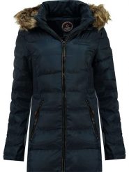 Canadian Peak Płaszcz zimowy "Anieseak" w kolorze granatowym rozmiar: XL. Niebieskie płaszcze damskie Canadian Peak, na zimę, xl, z aplikacjami, z puchu, bez kaptura. Za 311.85 zł.