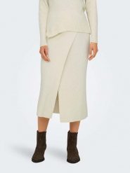 ONLY Spódnica dzianinowa w kolorze kremowym rozmiar: XL. Brązowe spódnice damskie Only, xl, bez wzorów, z dzianiny, midi. Za 70.24 zł.