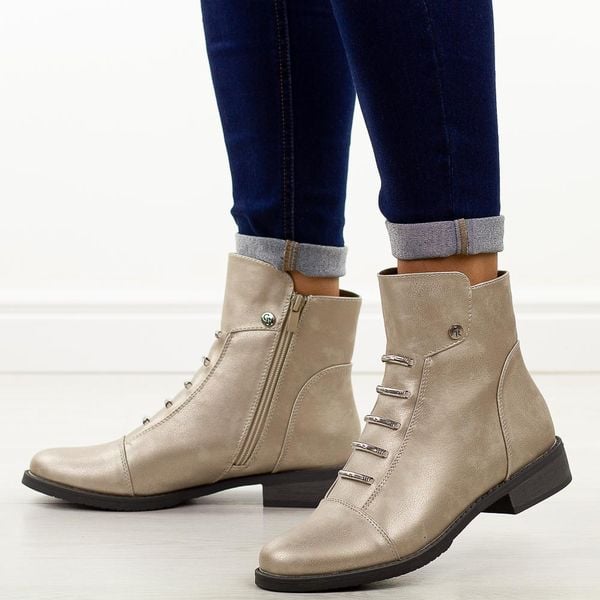 Płaskie botki damskie zimowe Jezzi Asa62-16 SL. Szare botki damskie Jezzi, na jesień, ze skóry, biznesowe, bez obcasa, na obcasie, bez zapięcia. Za 249.00 zł.