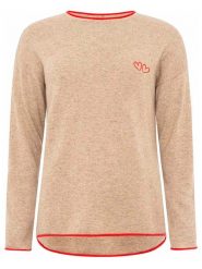 Zwillingsherz Sweter "Double heart" w kolorze beżowym rozmiar: M. Brązowe swetry klasyczne damskie Zwillingsherz, m, z kaszmiru, bez kołnierzyka. Za 195.45 zł.