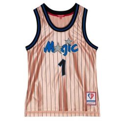 Koszulka Orlando Magic Swingman 75TH 1994/95. Czerwone koszulki damskie Mitchell & Ness, bez wzorów, bez kołnierzyka, bez ramiączek. Za 676.50 zł.