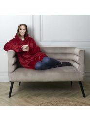 HYGGE Bluza w kolorze czerwonym rozmiar: onesize. Czerwone bluzy damskie HYGGE, bez wzorów, z kapturem. Za 73.93 zł.