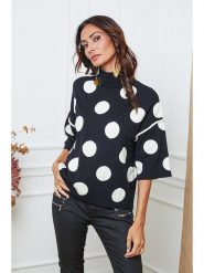 So Cachemire Sweter "Fuzia" w kolorze czarno-białym rozmiar: L. Czarne swetry klasyczne damskie So Cachemire, l, ze splotem, bez kołnierzyka. Za 177.45 zł.