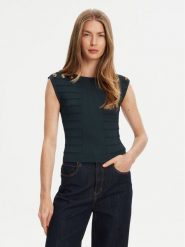 Guess Bluzka W5YR12 Z0130 Zielony Regular Fit. Zielone bluzki damskie Guess, xs, z aplikacjami, z syntetyku, bez kołnierzyka, bez ramiączek. Za 279.99 zł.