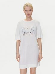Emporio Armani Sukienka codzienna EW000618 AF12187 U1131 Biały Loose Fit. Białe sukienki damskie Emporio Armani, bez wzorów, z wiskozy, bez ramiączek. Za 369.99 zł.
