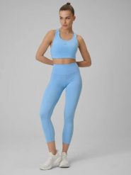 Legginsy fitness 7/8 z wysokim stanem i kieszonką. Fioletowe legginsy sportowe damskie 4F, l, bez wzorów, z dzianiny, z podwyższonym stanem, na fitness i siłownię. Za 119.99 zł.