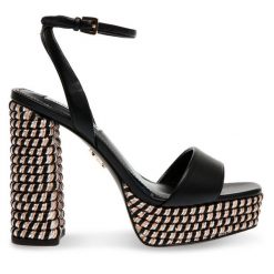 Sandały Steve Madden. Czarne sandały damskie Steve Madden, bez wzorów, bez obcasa, na słupku, bez zapięcia. Za 649.99 zł.