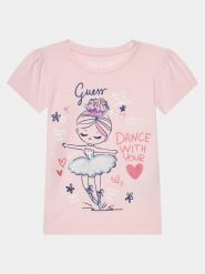 Guess T-Shirt K4RI21 K6YW4 Różowy Regular Fit. Czerwone koszulki i t-shirty dziewczęce Guess, z aplikacjami, z bawełny, bez kołnierzyka, bez ramiączek. Za 69.99 zł.