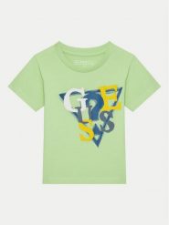 Guess T-Shirt N5GI10 K8HM4 Zielony Regular Fit. Zielone t-shirty i koszulki chłopięce Guess, z aplikacjami, z bawełny, bez kołnierzyka, bez ramiączek. Za 59.99 zł.
