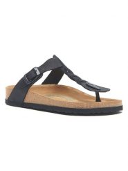 Comfortfusse Skórzane japonki w kolorze czarnym rozmiar: 40. Czarne klapki damskie Comfortfüße, bez wzorów, z materiału, z otwartym noskiem, bez obcasa, bez zapięcia. Za 239.99 zł.