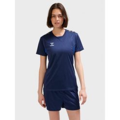 Damski jersey Hummel Authentic Pl. Niebieskie koszulki sportowe damskie Hummel, bez wzorów, z jersey, bez ramiączek, do piłki nożnej. Za 161.00 zł.