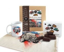 Land Rover — paczka (Zawartość paczki: koszulka, torba, kubek, słodycze; Rozmiar koszulki / bluzy: L (damska); Kolor koszulki / bluzy: jasnoszary mela. Szare koszulki damskie nikiniki, l, bez wzorów, z bawełny, bez kołnierzyka, bez ramiączek. Za 169.00 zł.