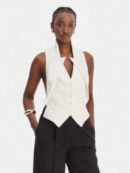 Elisabetta Franchi Kamizelka GL-003-61E2-V290 Biały Regular Fit. Białe kamizelki damskie Elisabetta Franchi, bez wzorów, z syntetyku, bez kaptura. Za 1,239.00 zł.