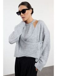 Trendyol Kardigan w kolorze jasnoszarym rozmiar: S. Szare kardigany damskie Trendyol, s, bez wzorów. Za 91.77 zł.