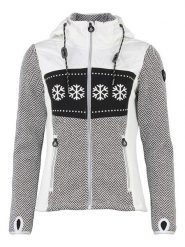 Peak Mountain Kurtka polarowa "Animo" w kolorze biało-czarnym rozmiar: L. Białe kurtki damskie Peak Mountain, l, bez wzorów, z polaru, bez kaptura. Za 304.99 zł.