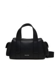 Calvin Klein Torebka Webbing Strap Pocket Bag LV04F3291G Czarny. Czarne torebki klasyczne damskie Calvin Klein, ze skóry, bez dodatków. Za 489.99 zł.