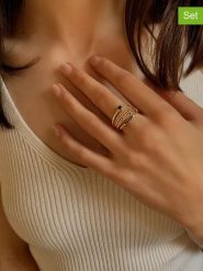 Les Petites Précieuses Pozłacane pierścionki (3 szt.) z cyrkoniami i szafirami rozmiar: 54. Niebieskie pierścionki damskie Les Petites Précieuses, z cyrkonią, pozłacane. Za 336.61 zł.