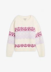 Sweter z norweskim wzorem. Niebieskie swetry klasyczne damskie bonprix, bez kołnierzyka. Za 114.99 zł.