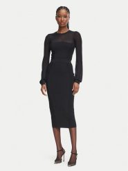 Elisabetta Franchi Sukienka dzianinowa AM-53B-67E2-V460 Czarny Slim Fit. Czarne sukienki damskie Elisabetta Franchi, bez wzorów, z dzianiny, bez ramiączek. Za 1,969.00 zł.