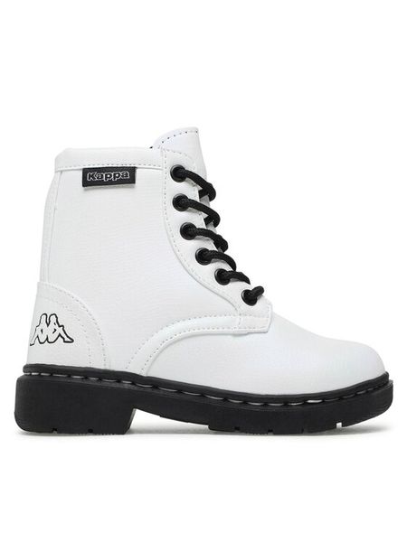 Kappa Trapery 260841K Biały. Białe kozaki dziewczęce Kappa, bez wzorów, ze skóry, bez obcasa, bez zapięcia. Za 99.99 zł.