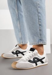 Białe Sneakersy Ozdobione Geometrycznym Motywem Ardetia. Białe obuwie sportowe casual damskie Born2be, z jeansu. Za 89.99 zł.