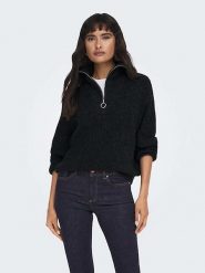 ONLY Sweter w kolorze czarnym rozmiar: L. Czarne swetry klasyczne damskie Only, l, prążkowane, bez kołnierzyka. Za 127.35 zł.