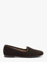 Czekoladowe minimalistyczne mokasyny. Brązowe mokasyny damskie Ryłko, ze skóry, bez obcasa. Za 329.99 zł.