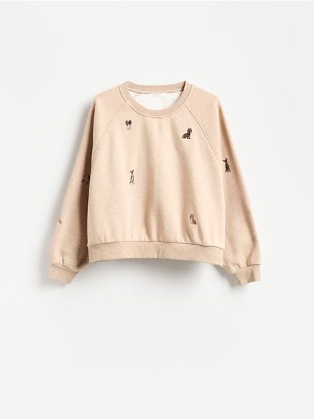 Bluza z haftowanym wzorem - wielobarwny. Bluzy damskie Reserved, l, bez wzorów, z bawełny, bez kaptura. Za 129.99 zł.